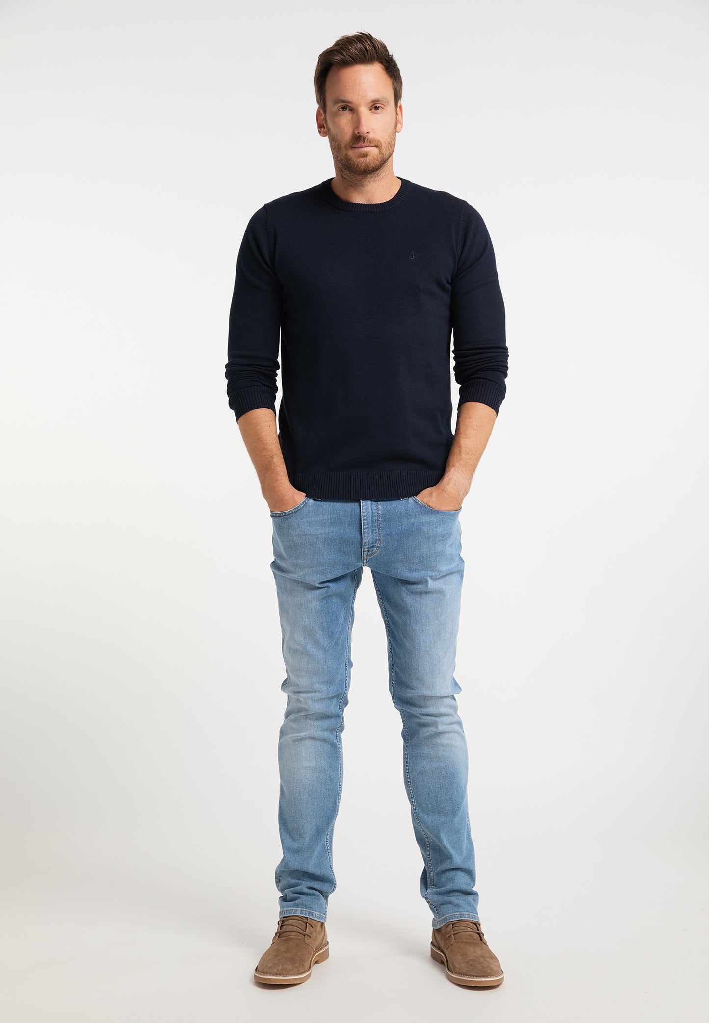 DreiMaster Maritim m�ski sweter z okr�g�ym dekoltem