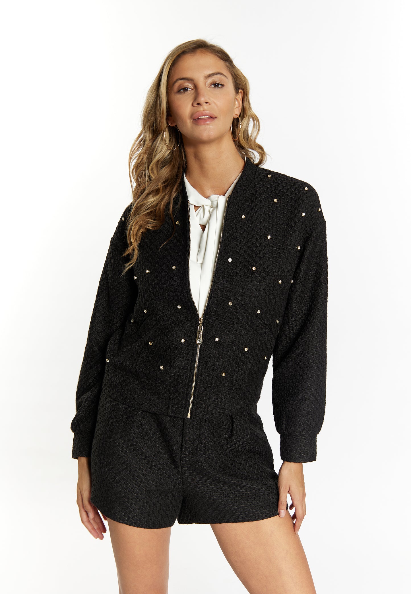 faina women's boucé jacket with rhinestones
