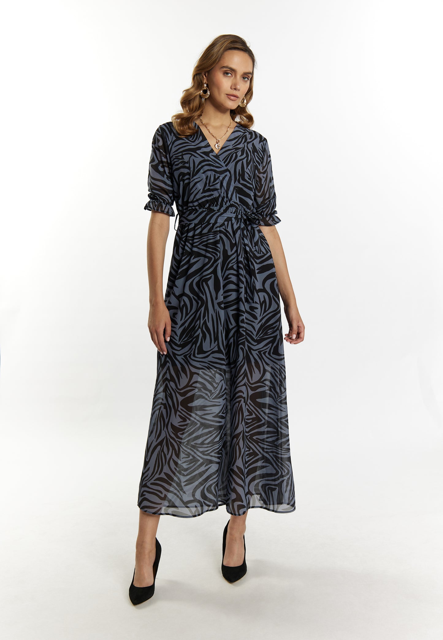 faina women's zebra print maxi dress