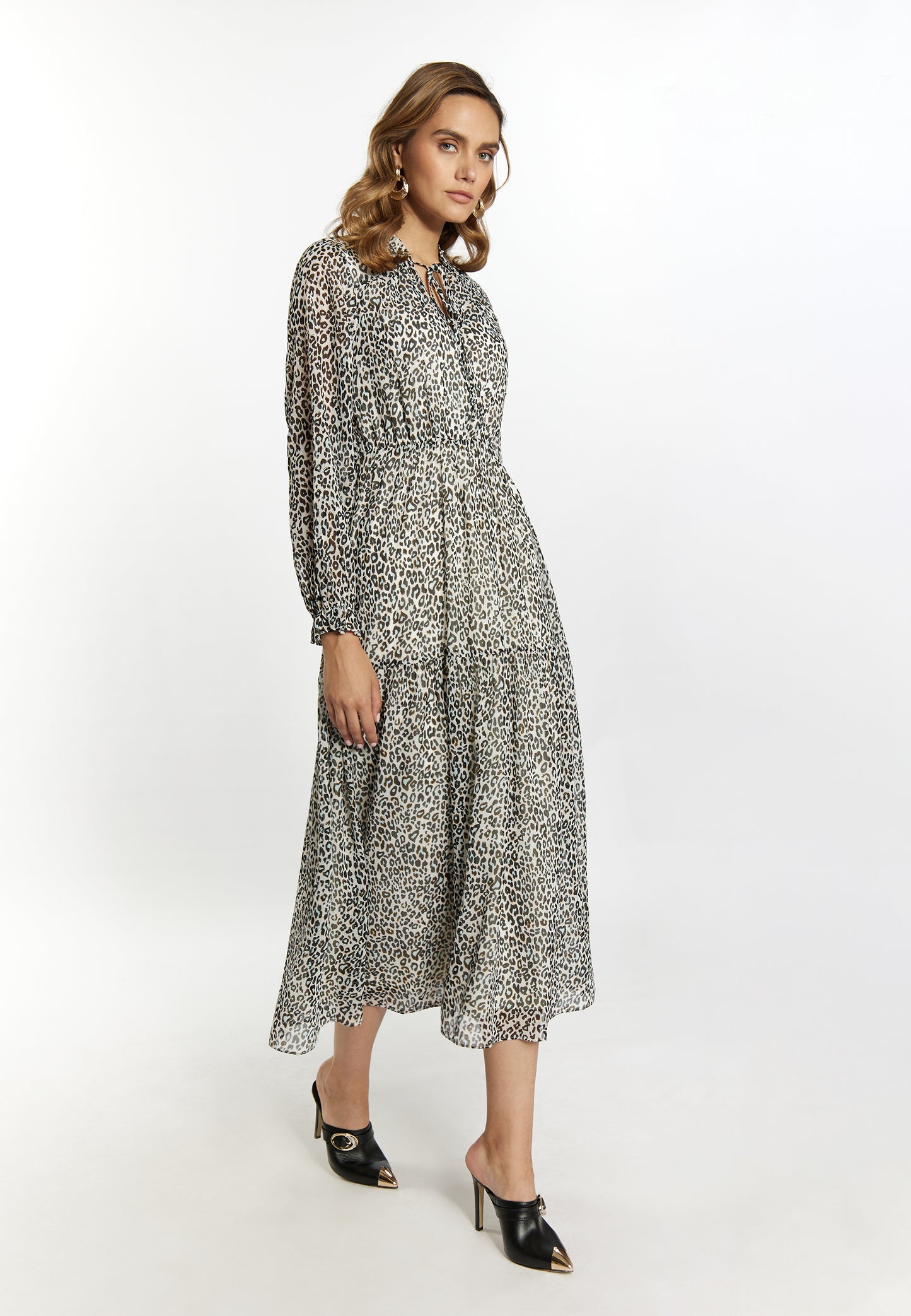 faina women's maxi dress leopard print