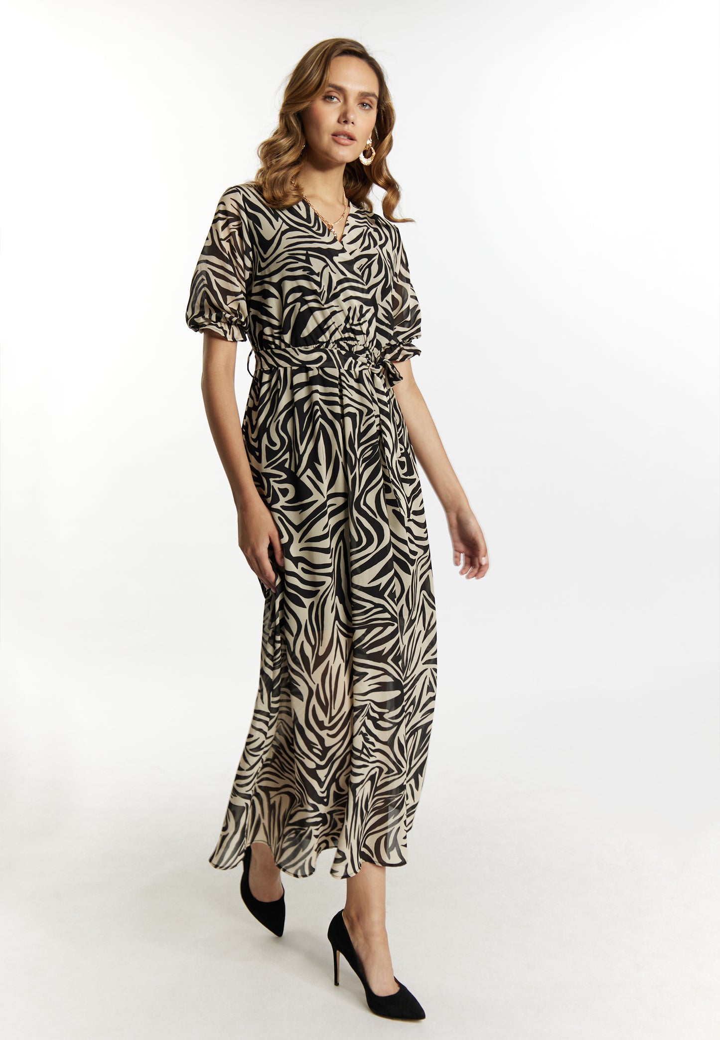 faina women's zebra print maxi dress