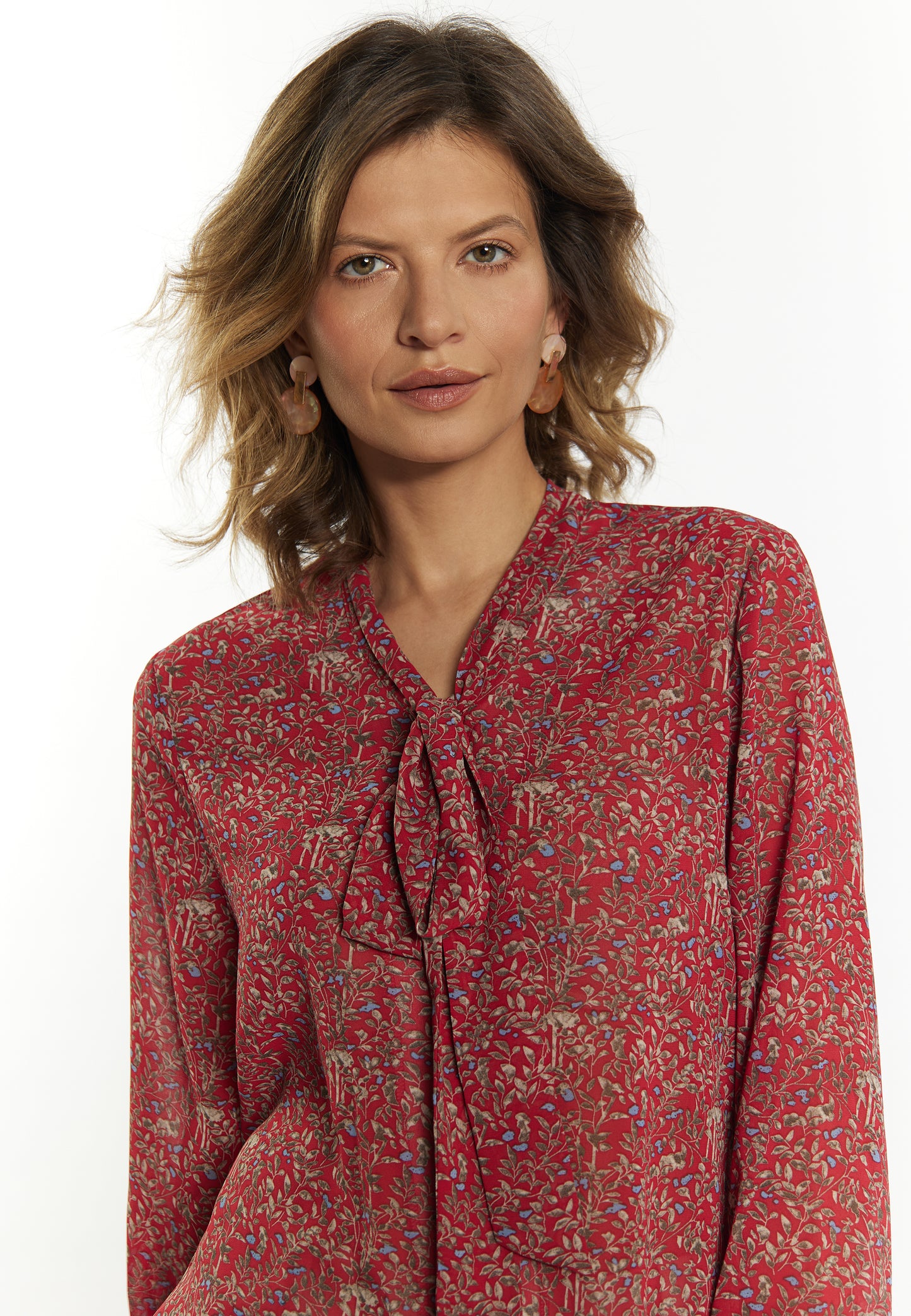 usha women's tie neck blouse