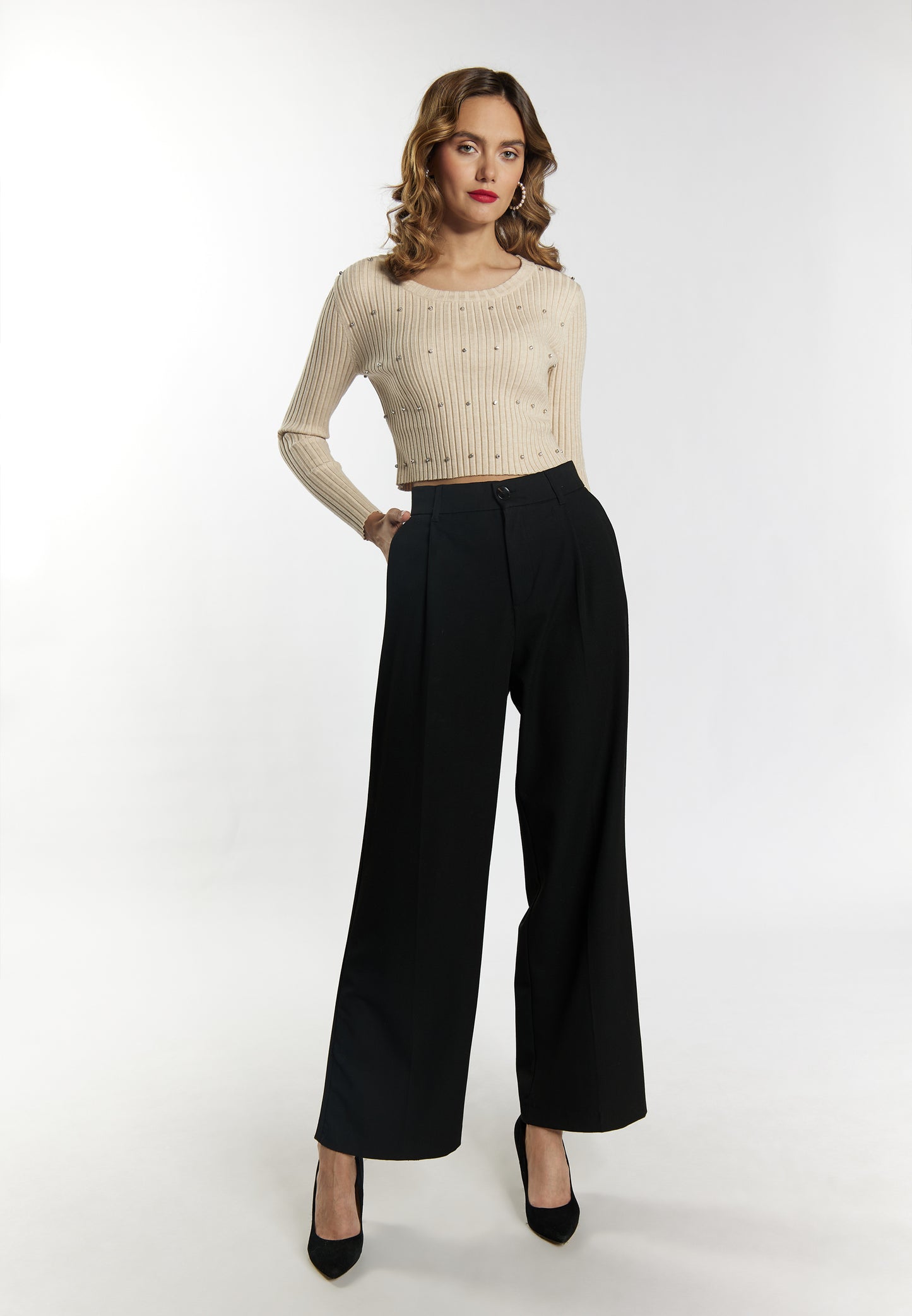 faina women's sweater with rhinestone