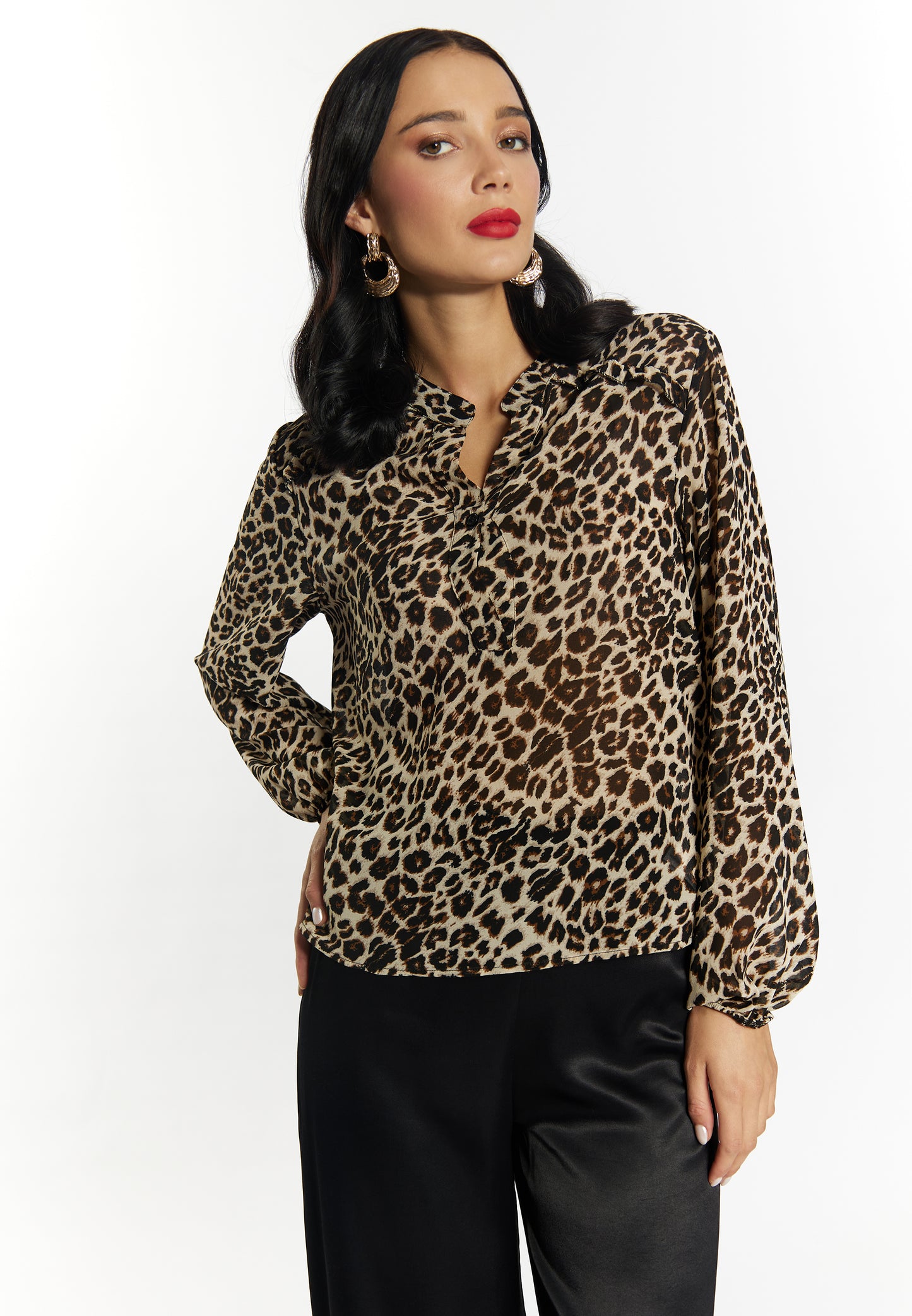 faina women's leo print blouse