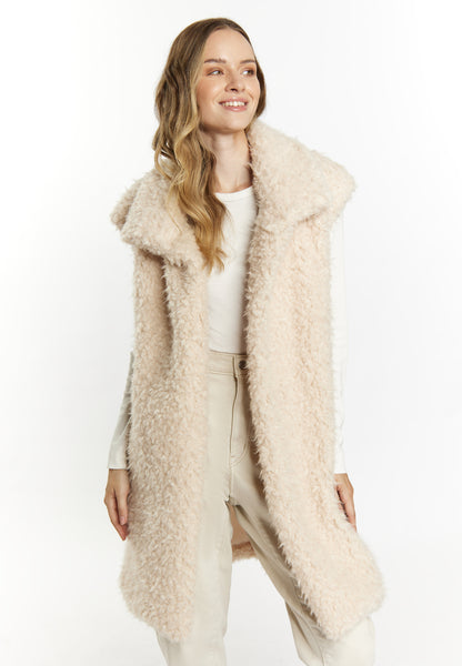 DreiMaster Vintage women's long vest made of imitation fur