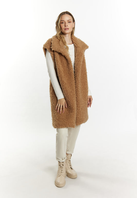 DreiMaster Vintage women's long vest made of imitation fur