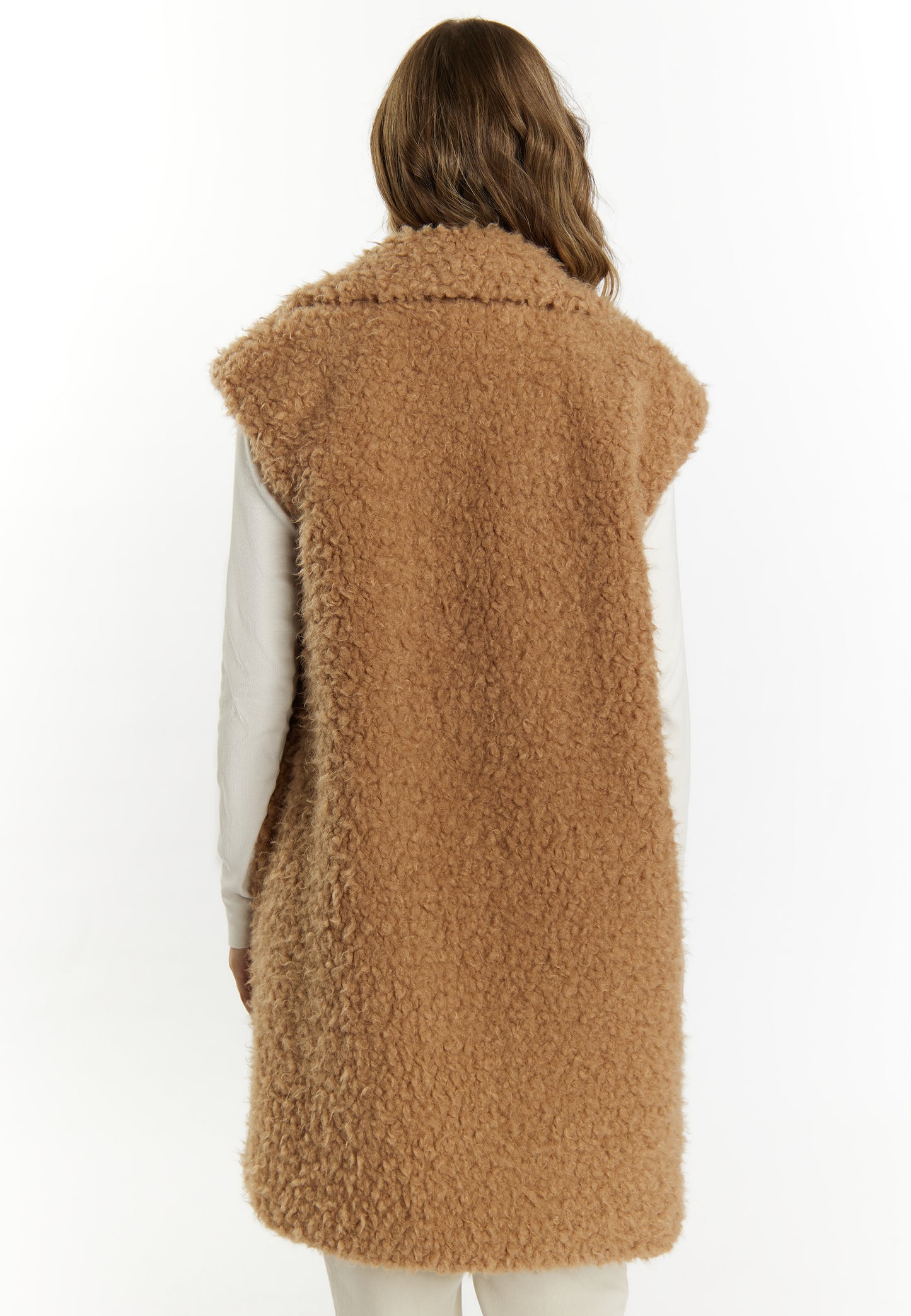 DreiMaster Vintage women's long vest made of imitation fur
