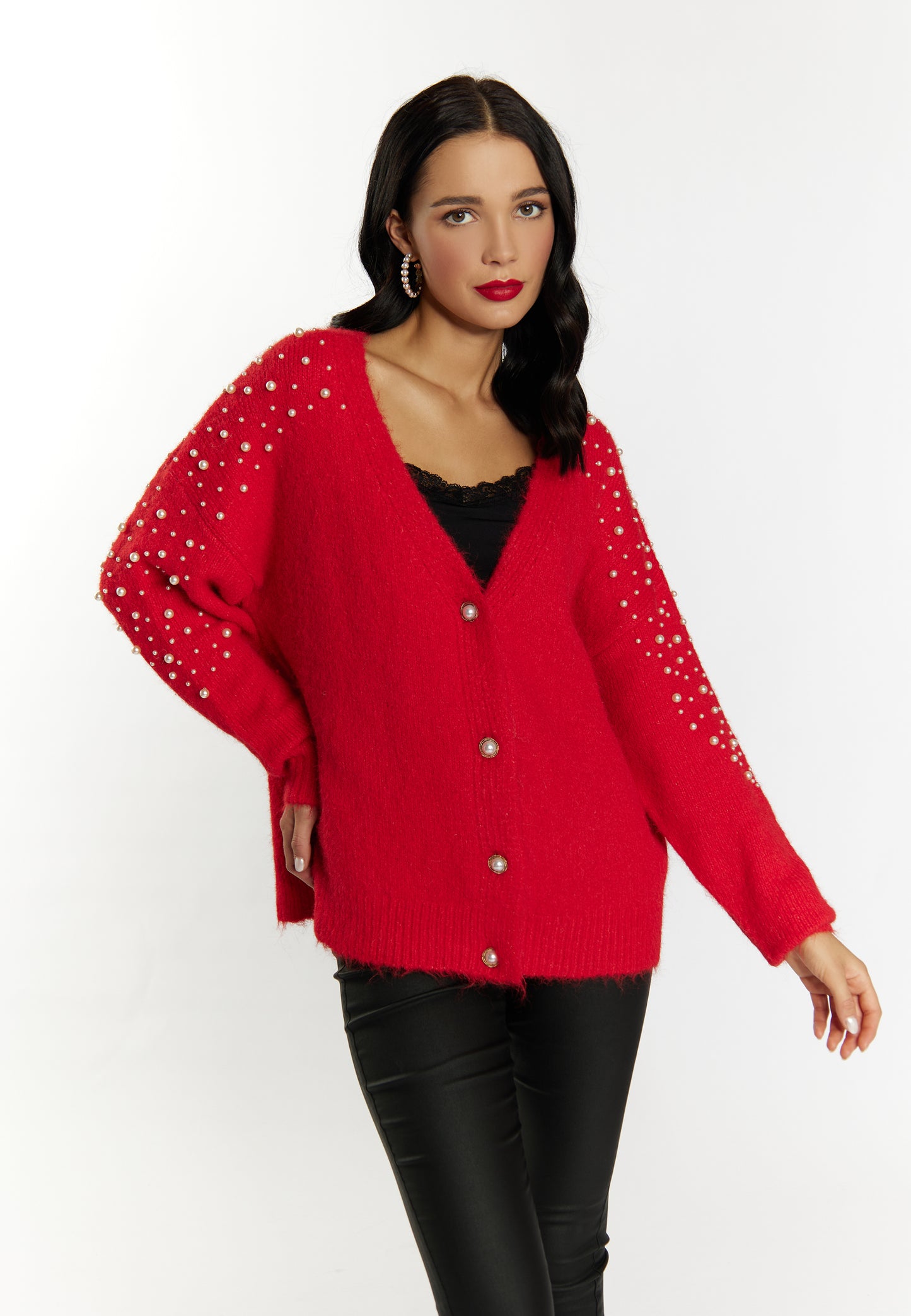 faina women's cardigan with pearl