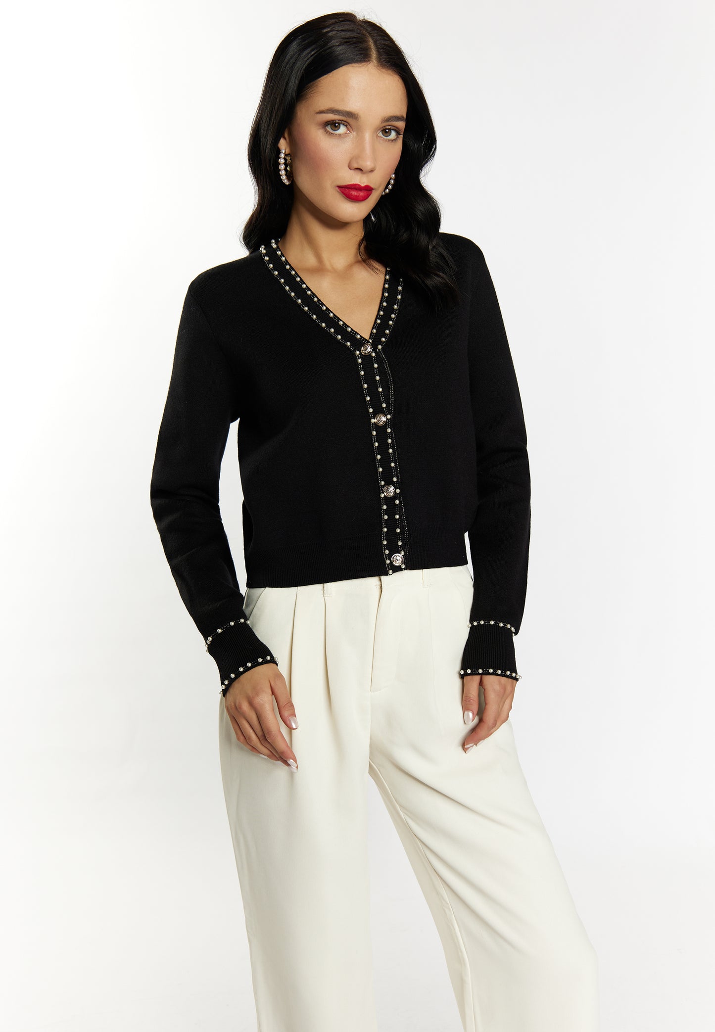 faina women's cardigan with pearl