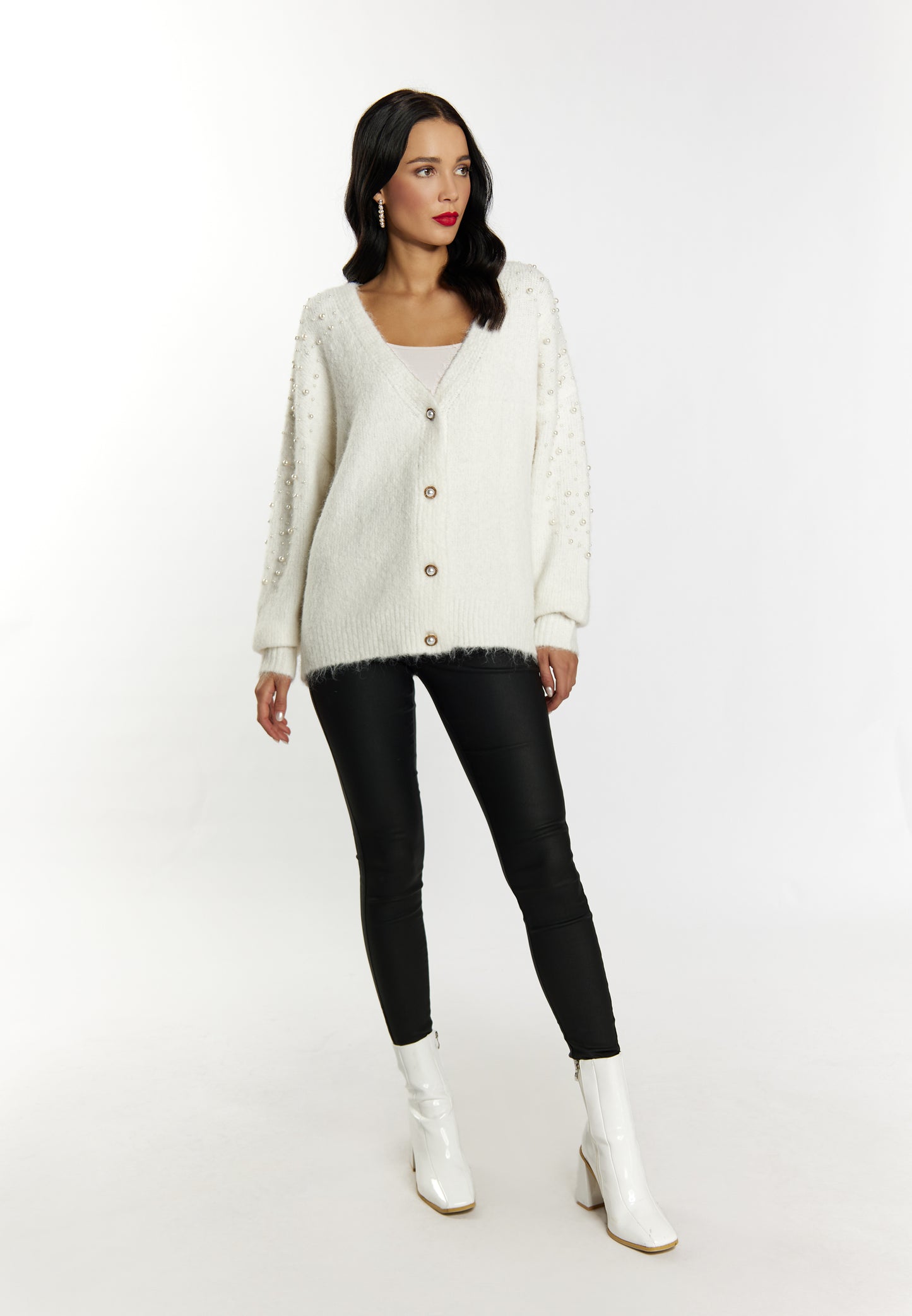 faina women's cardigan with pearl