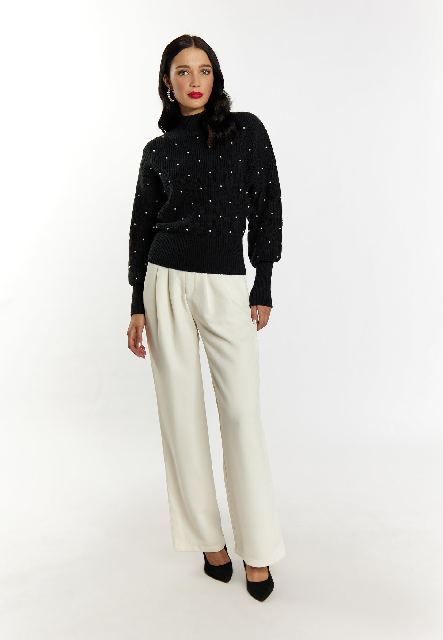 faina women's knitted sweater with pearl