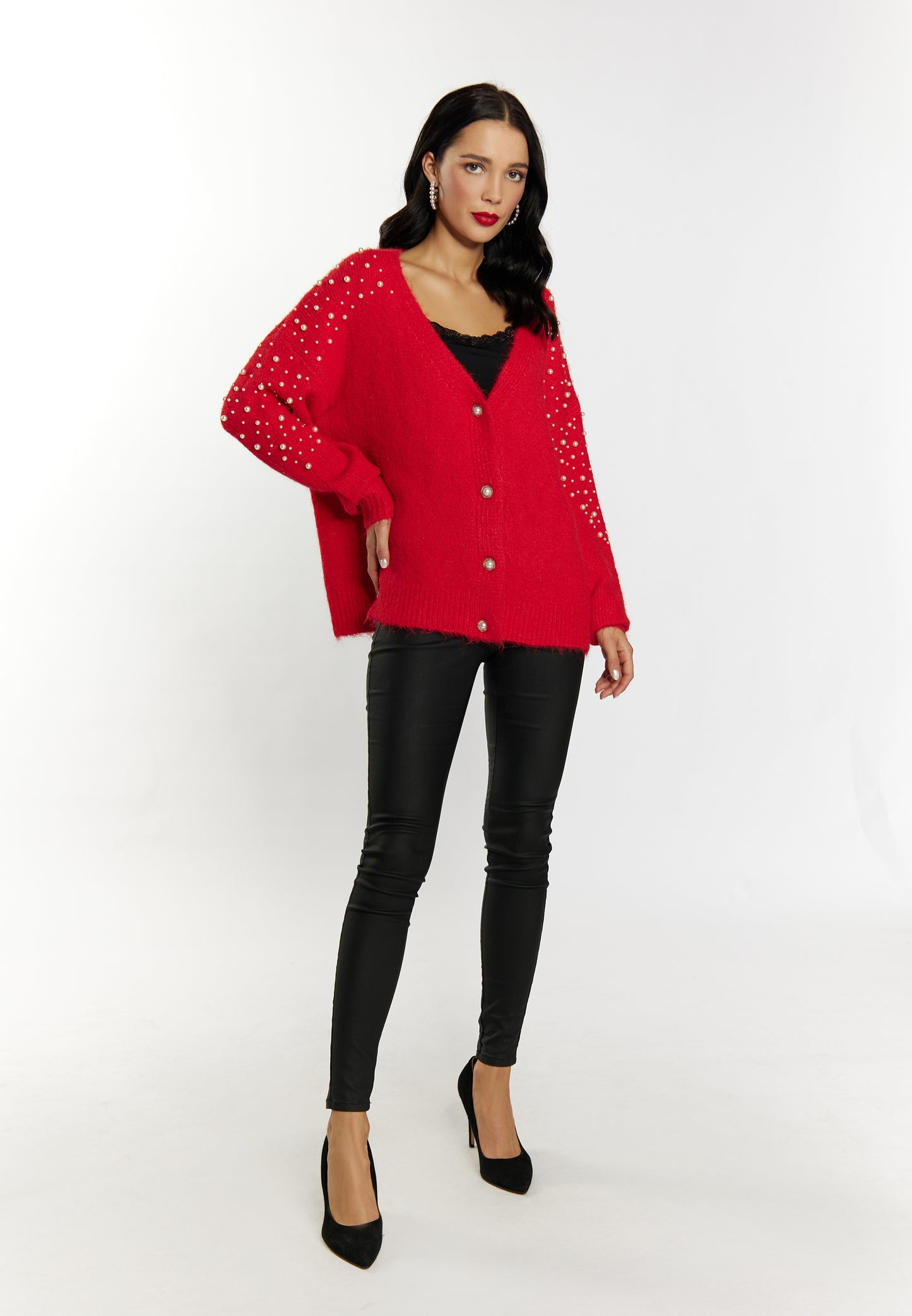 faina women's cardigan with pearl