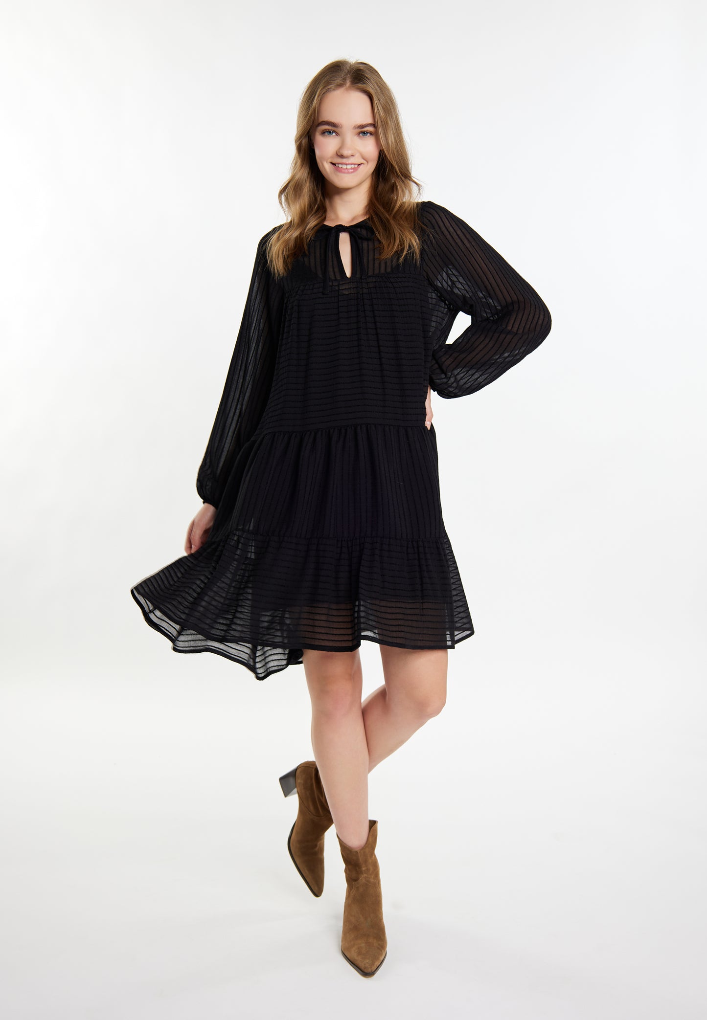 IZIA women's midi dress in a striped design