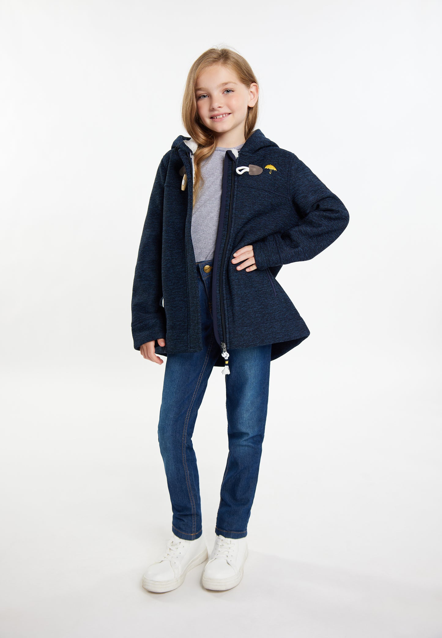 Schmuddelwedda girl's knitted fleece uffle coat