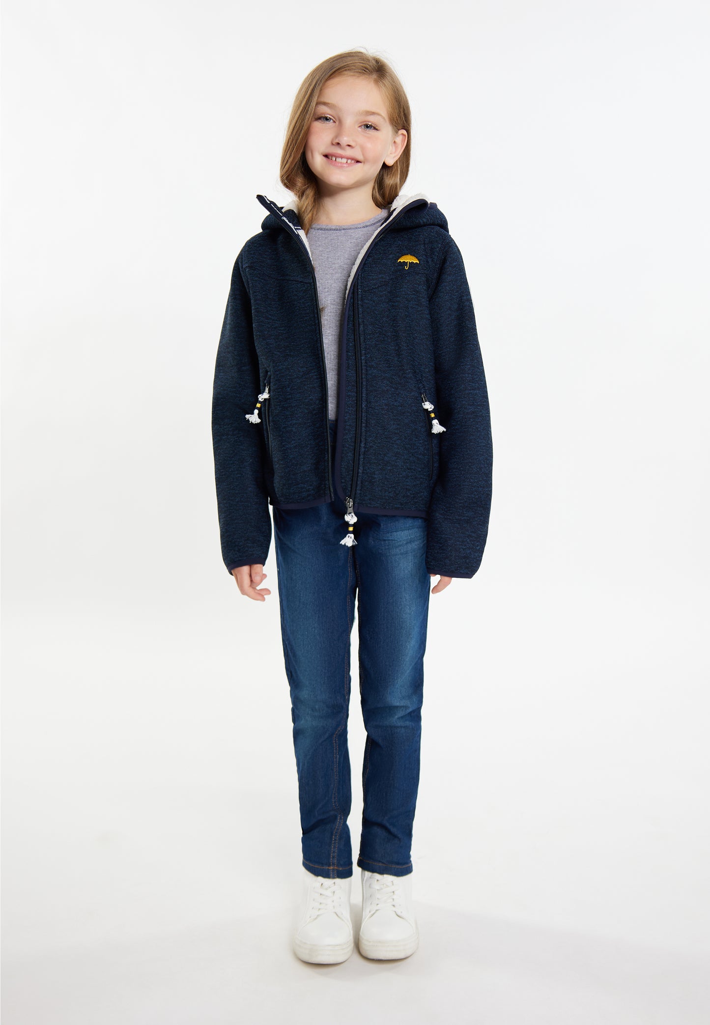 Schmuddelwedda girl's knitted fleece blouson jacket with teddy lining