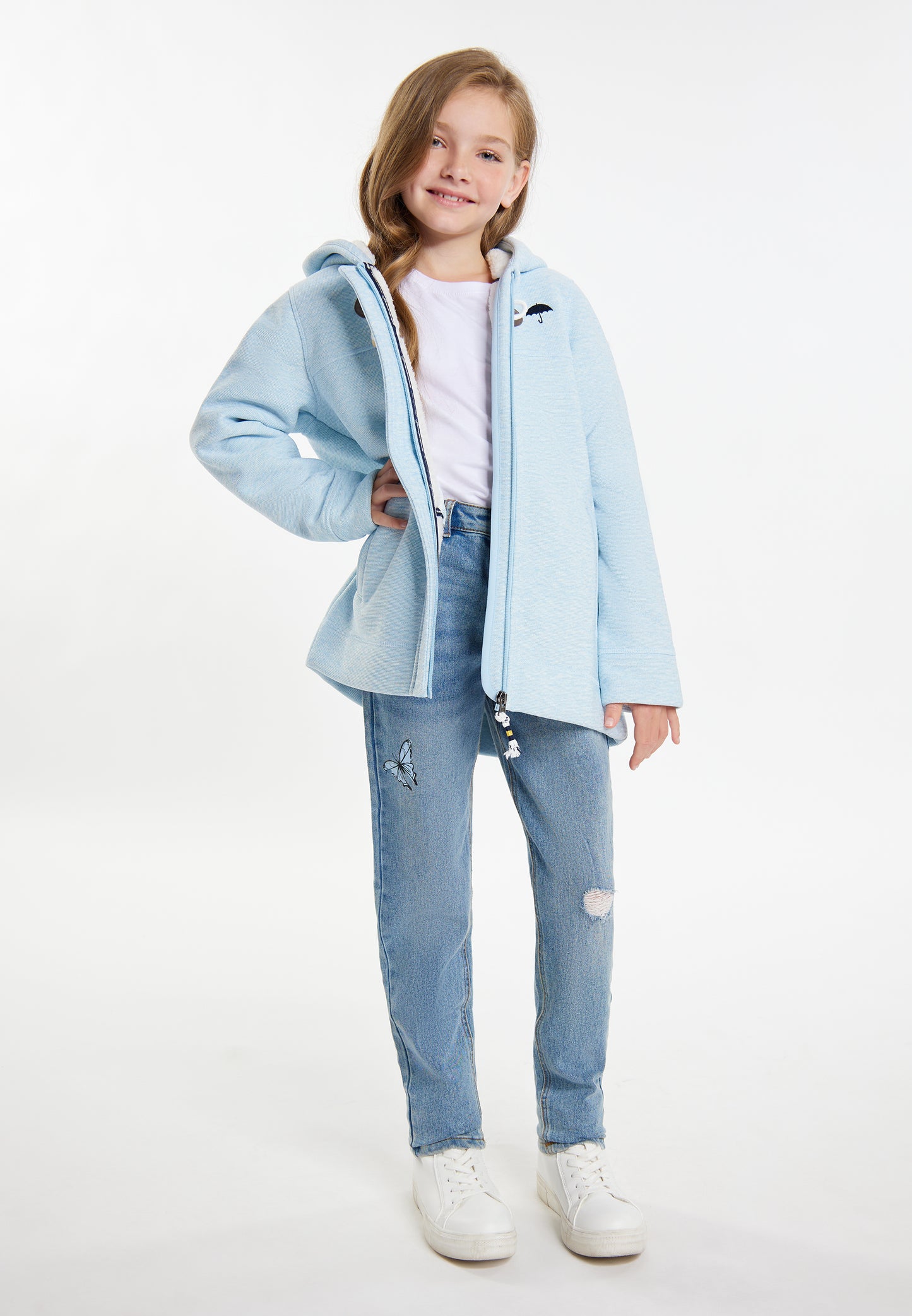 Schmuddelwedda girl's knitted fleece uffle coat