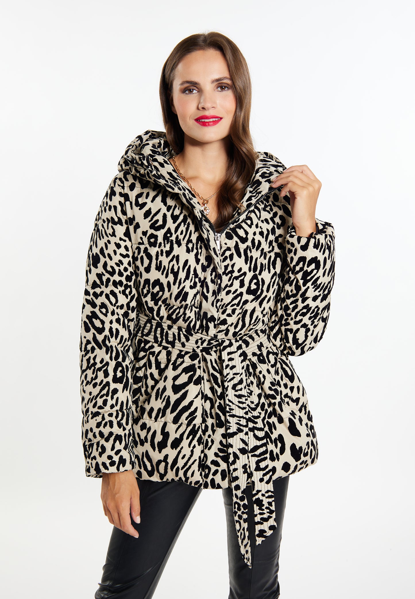 faina women's quilted jacket with leopard print