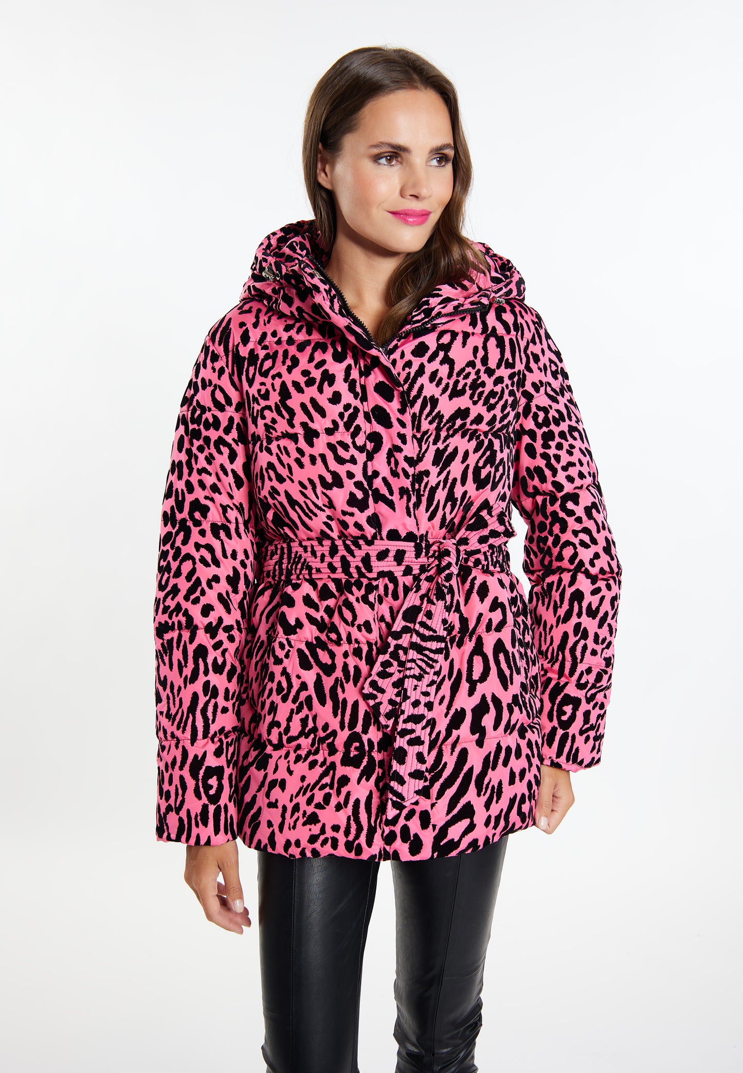 faina women's quilted jacket with leopard print