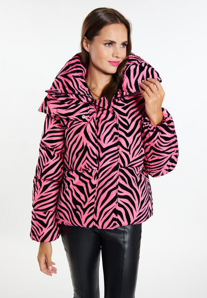 faina women's zebra print quilted jacket