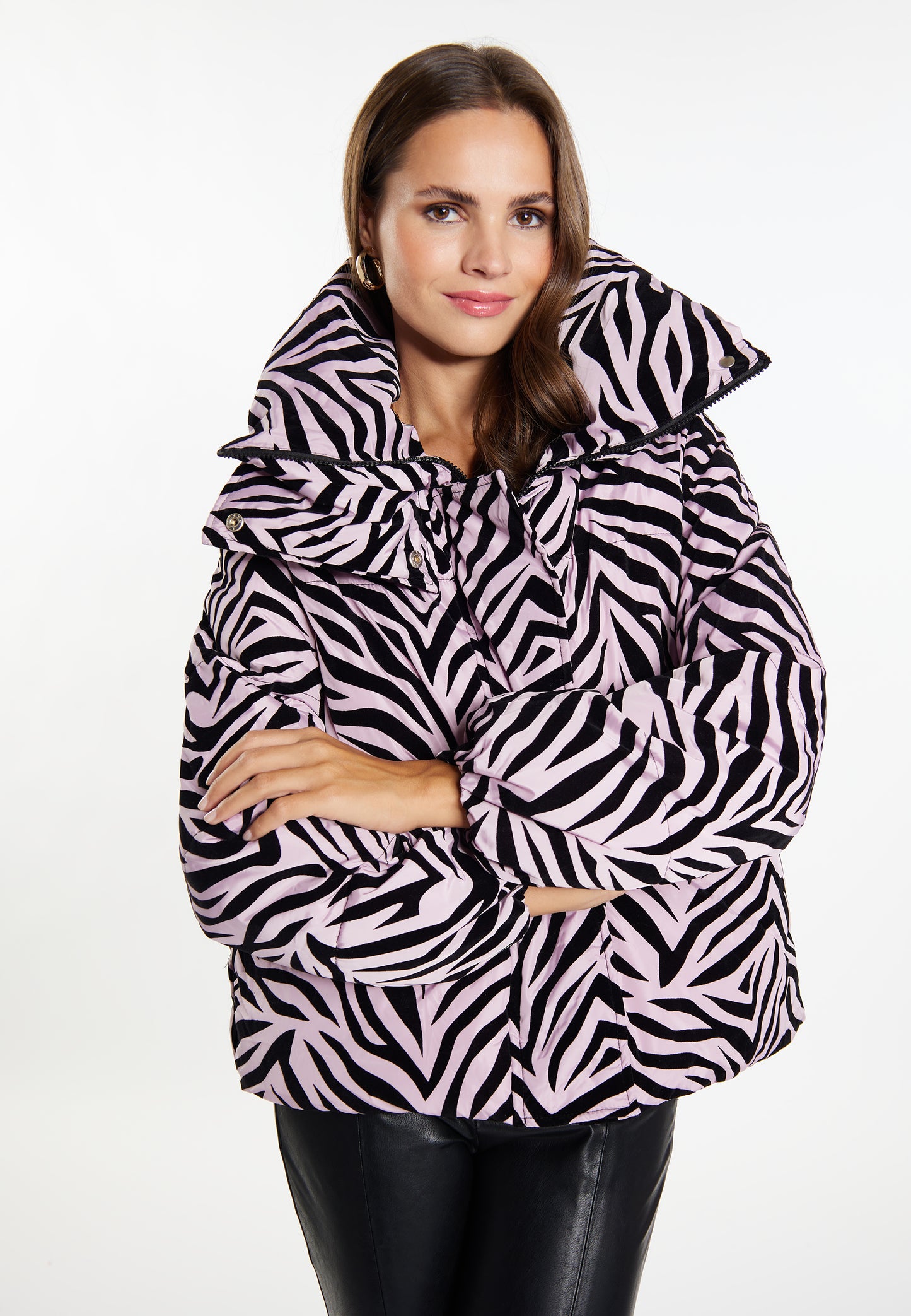 faina women's zebra print quilted jacket