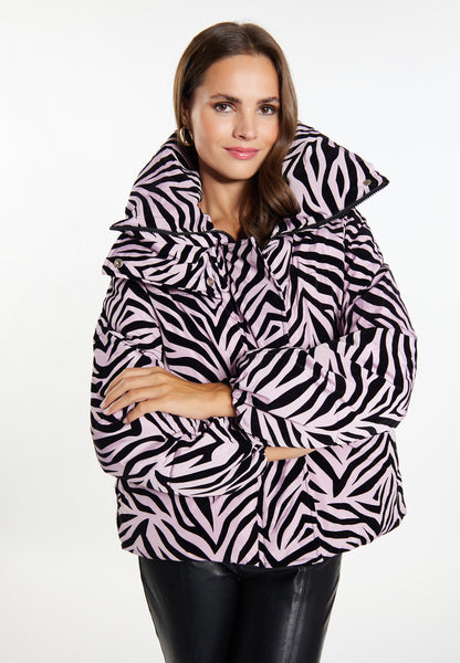 faina women's zebra print quilted jacket