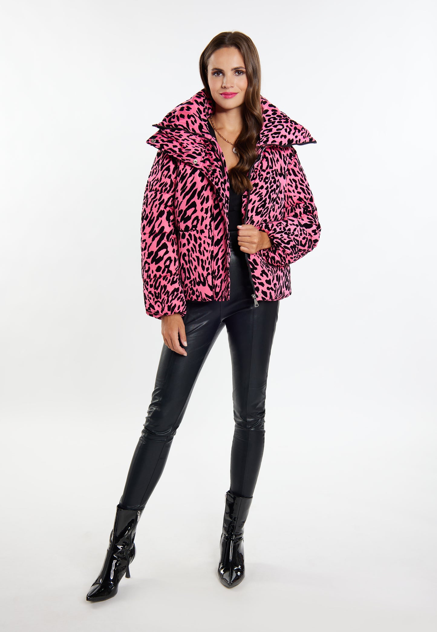 faina women's quilted jacket with leopard print