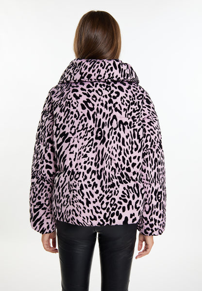faina women's quilted jacket with leopard print