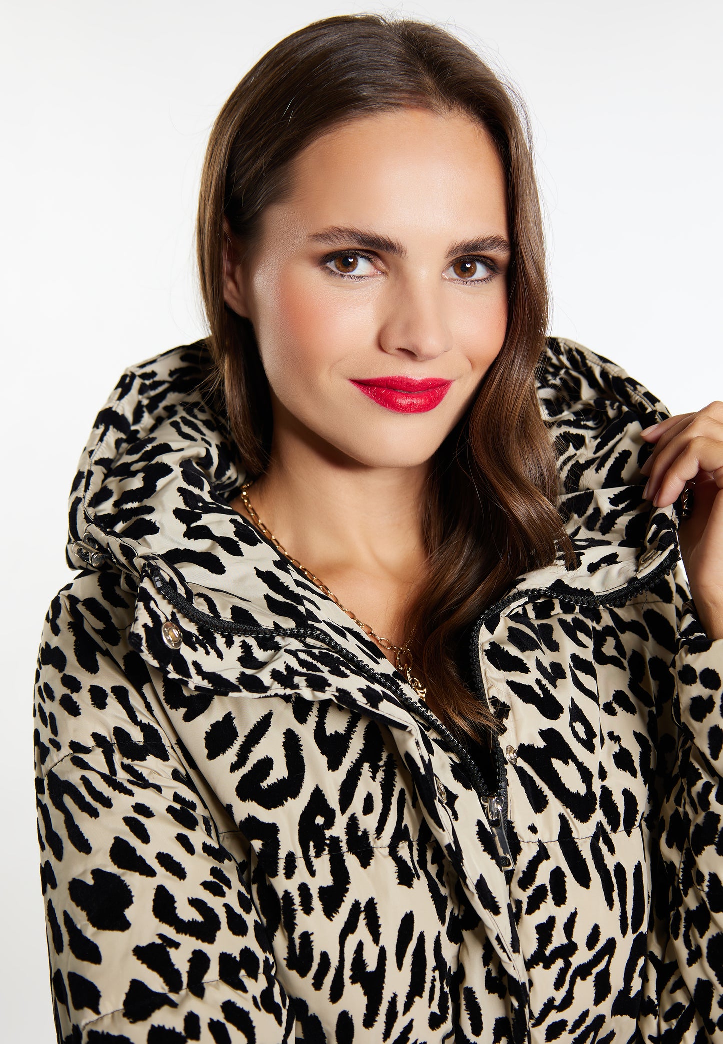faina women's quilted jacket with leopard print
