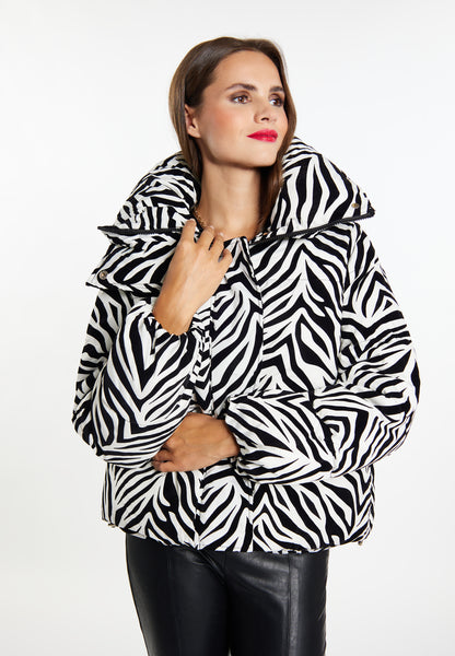 faina women's zebra print quilted jacket