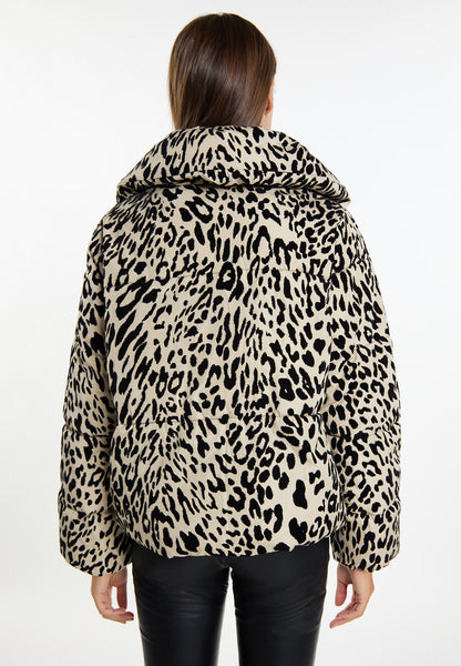 faina women's quilted jacket with leopard print