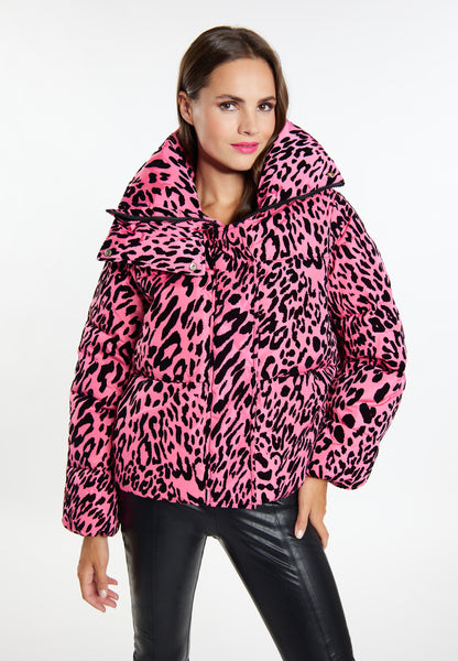 faina women's quilted jacket with leopard print