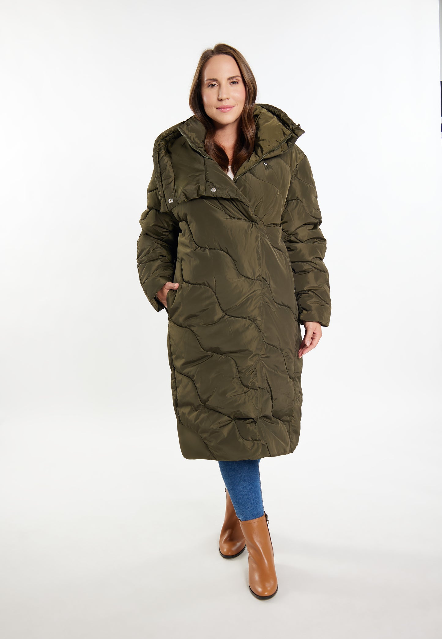 usha women's long quilted coat