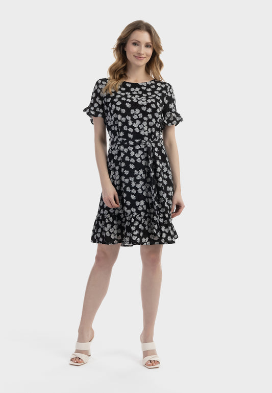 usha women's midi dress with ruffles