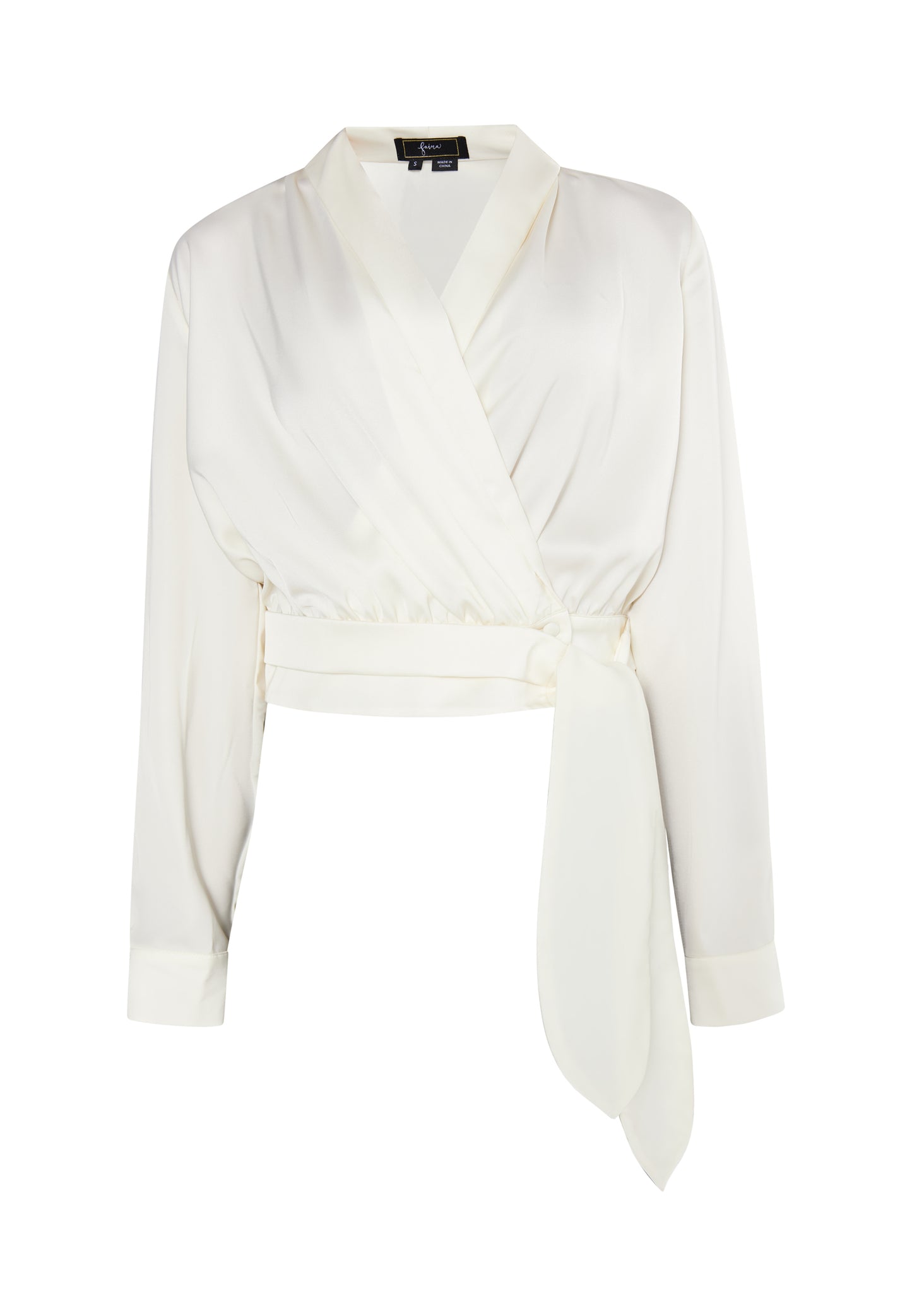 faina women's satin wrap blouse