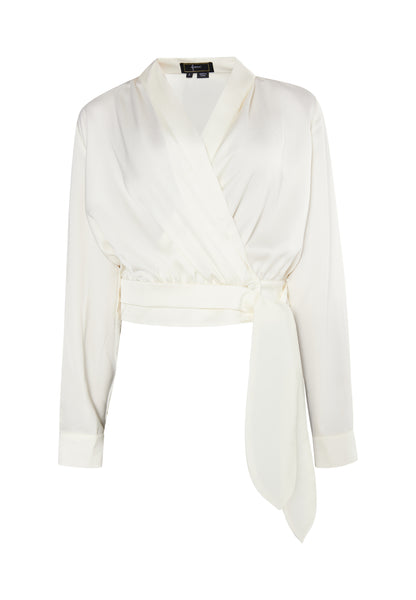 faina women's satin wrap blouse