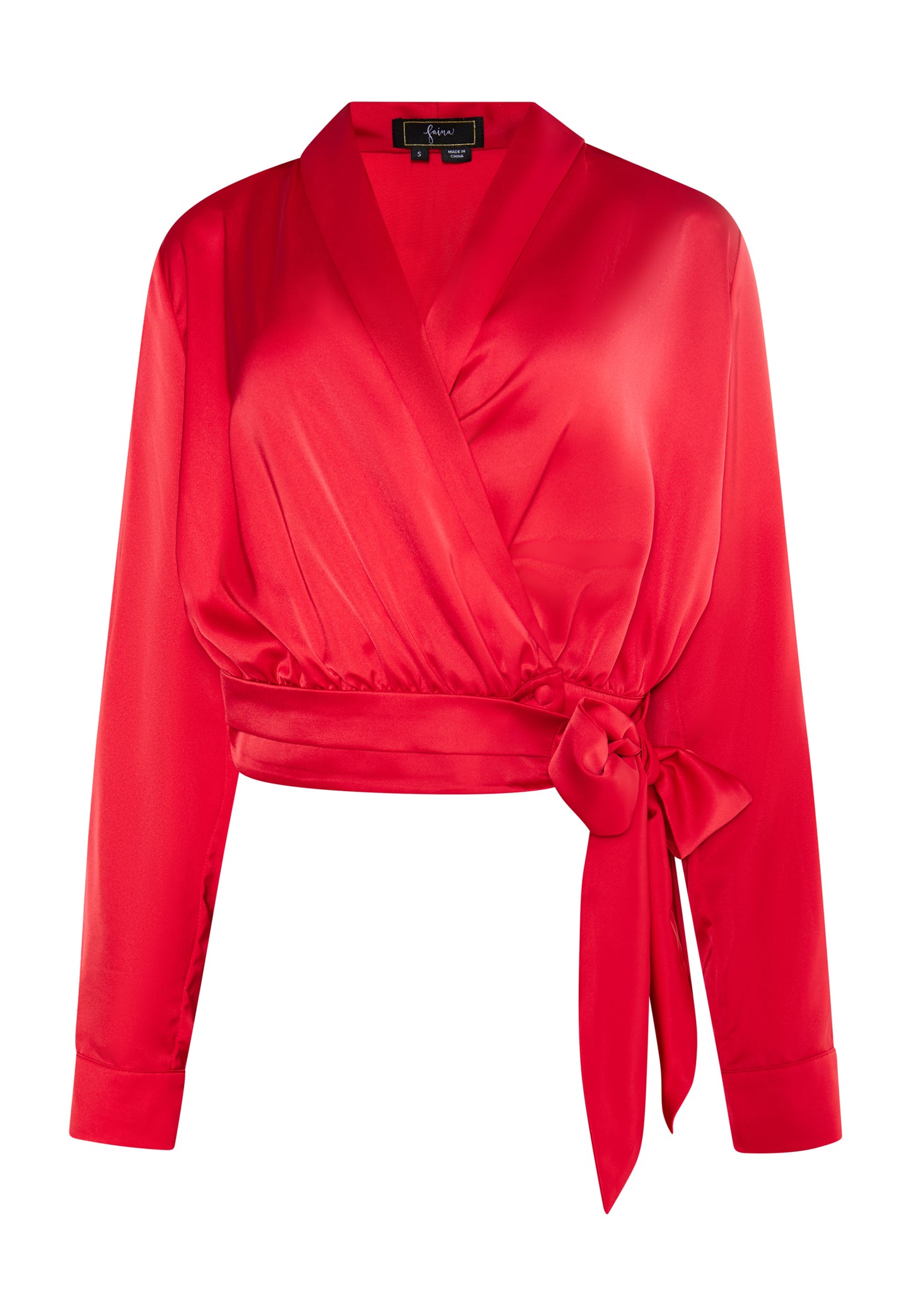 faina women's satin wrap blouse