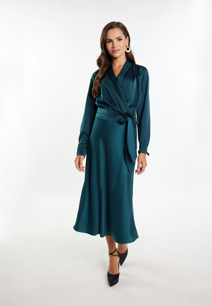 faina women's satin wrap blouse