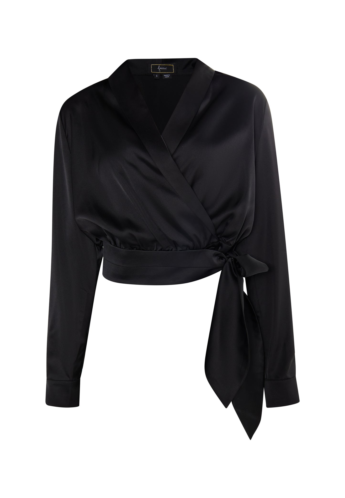 faina women's satin wrap blouse