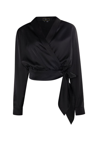 faina women's satin wrap blouse