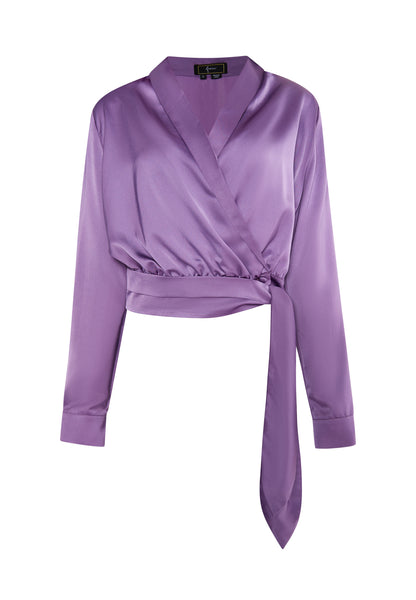 faina women's satin wrap blouse