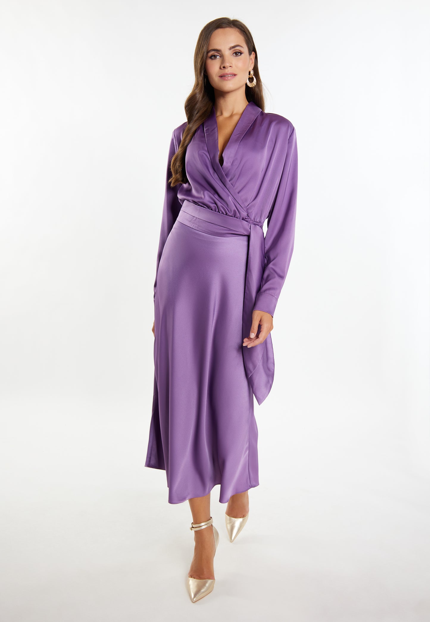 faina women's satin wrap blouse