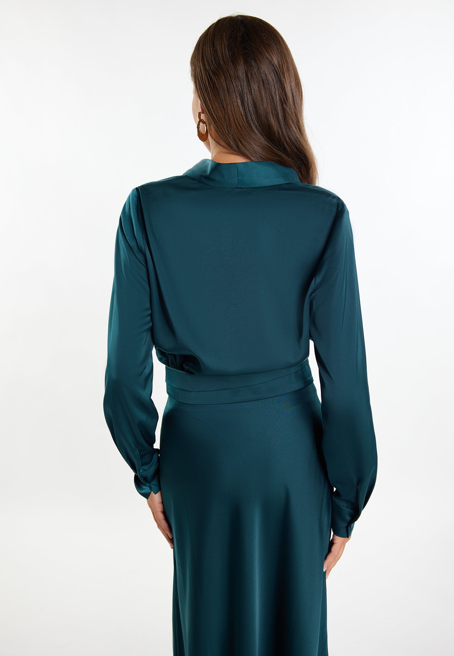 faina women's satin wrap blouse