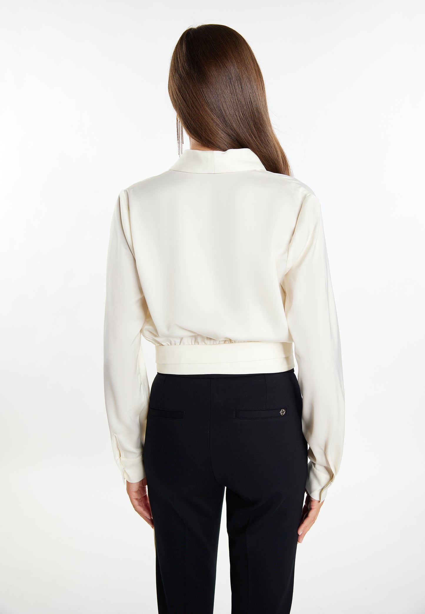 faina women's satin wrap blouse