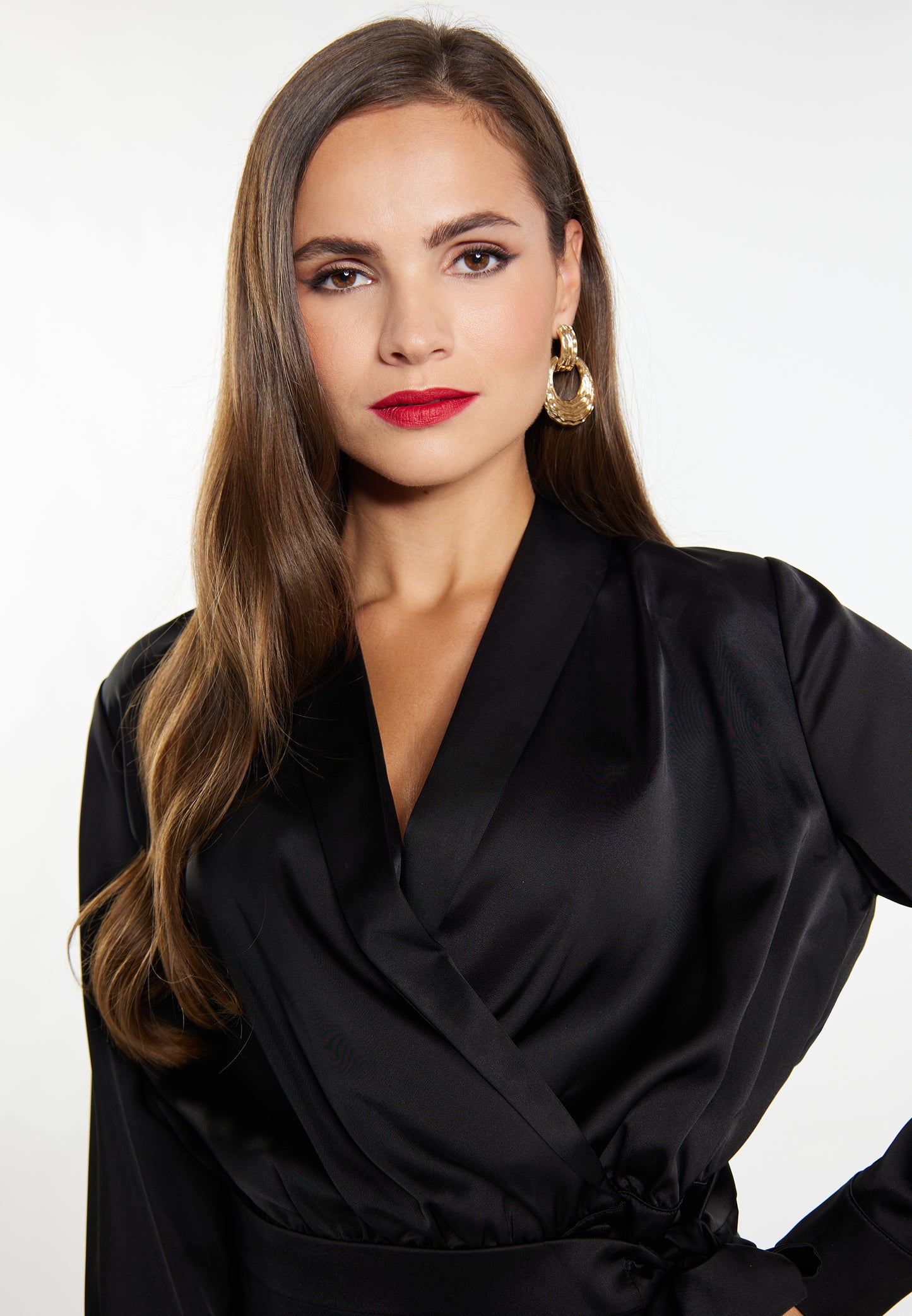 faina women's satin wrap blouse