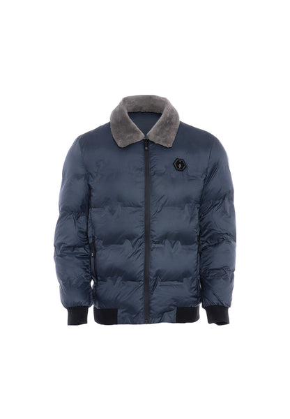 rovic men's quilted jacket with faux fur collar