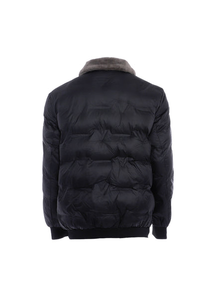 rovic men's quilted jacket with faux fur collar