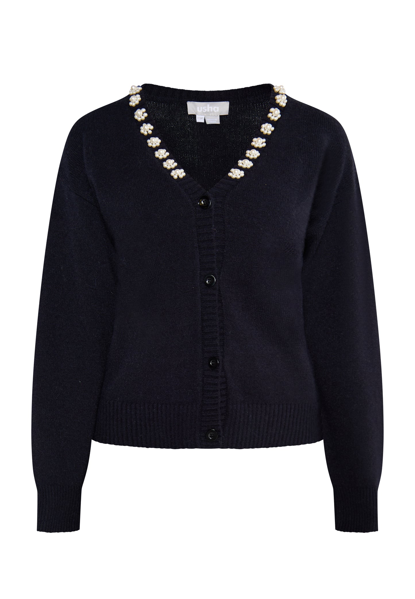 usha women's cardigan with pearl
