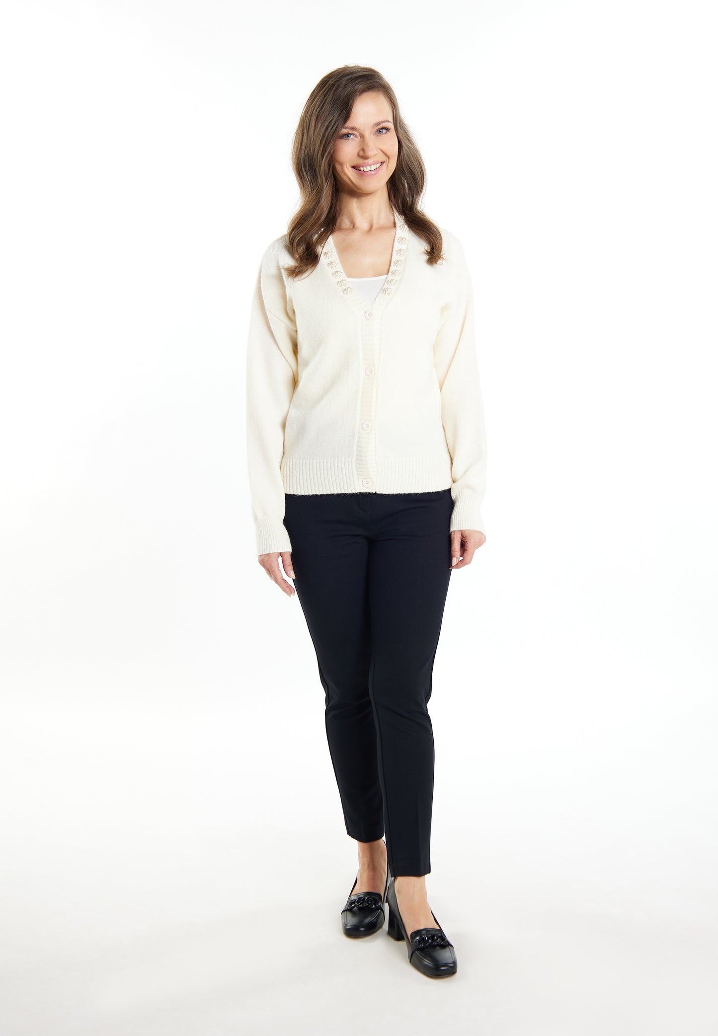 usha women's cardigan with pearl