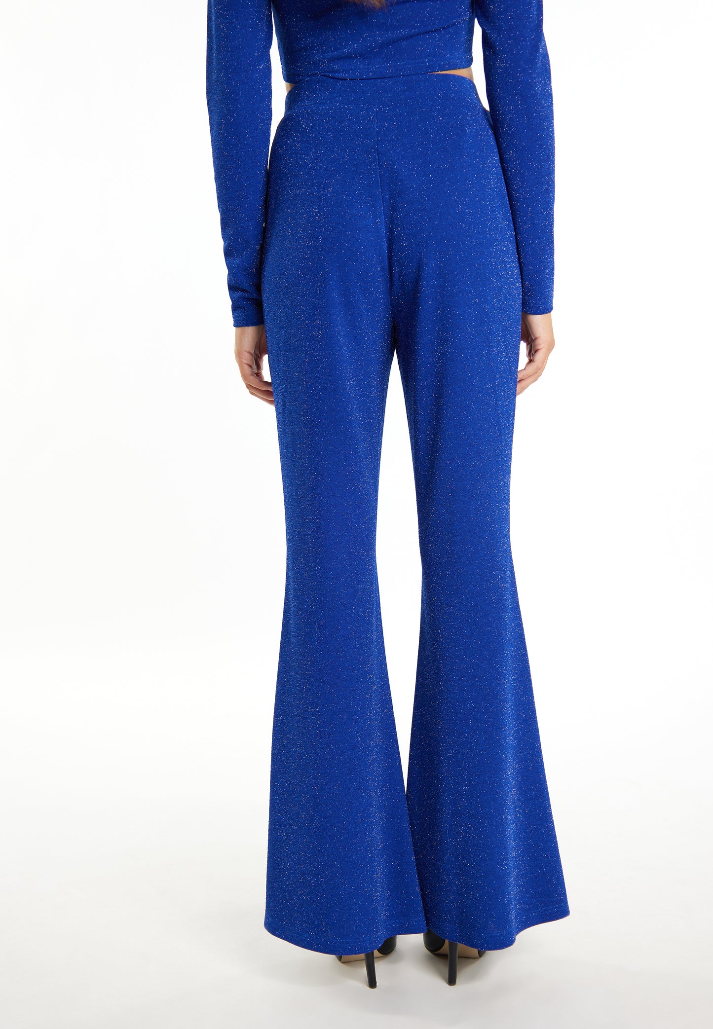 faina women's flared trousers made of glitter jersey