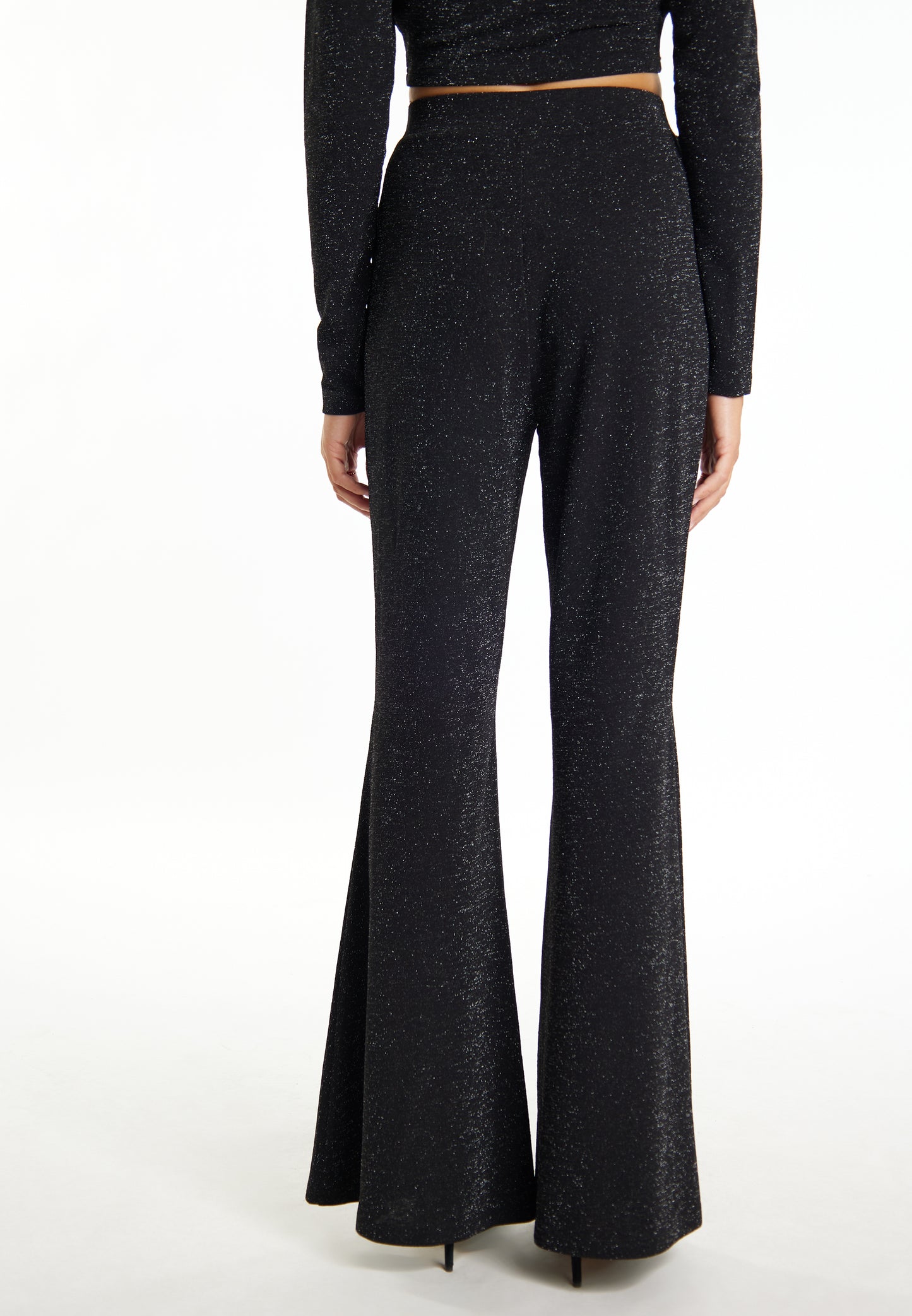faina women's flared trousers made of glitter jersey